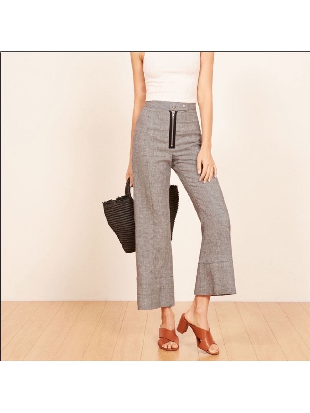 Reformation Dunne Linen Cropped Pant Sz 2